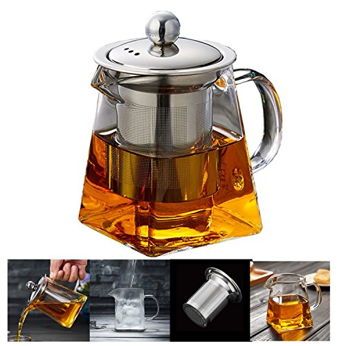 Teekanne aus Glas Teebereiter mit abnehmbare Edelstahlsieb PLUIESOLEIL – 300 ml