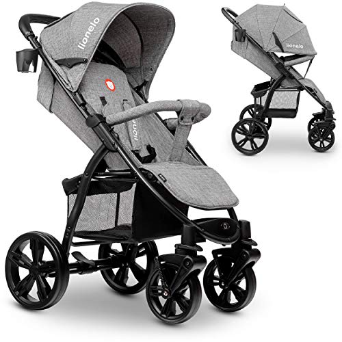 Lionelo Annet Kinderwagen mit Liegefunktion Buggy zusammenklappbar Moskitonetz Getränkehalter Korb