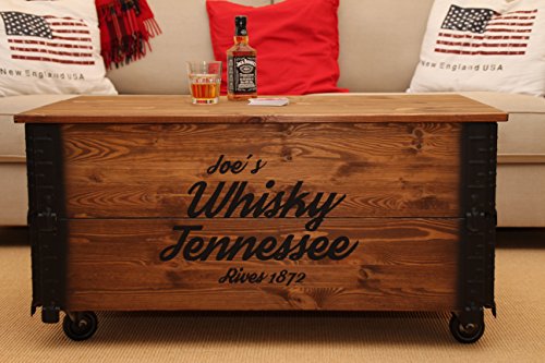 Uncle Joe´s Couchtisch XL 'Whisky' Truhentisch Truhe im Vintage shabby chic Style aus Massiv-Holz in braun mit Stauraum und Deckel Holzkiste Beistelltisch Landhaus Wohnzimmertisch Holztisch nussbaum