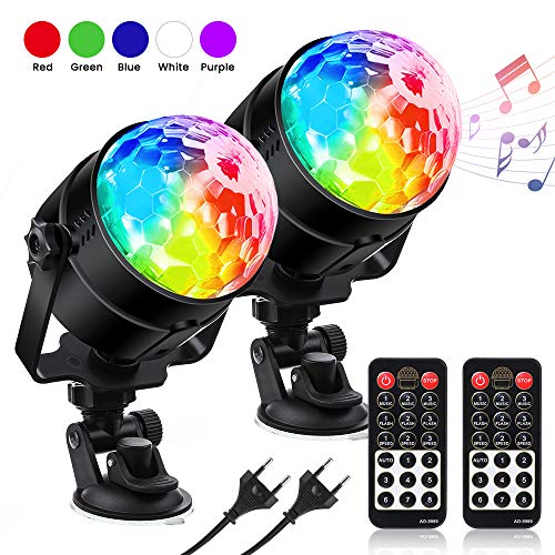 LED Discokugel Kinder Discolicht RGBWP Lichteffekt 360°Drehbares, Disco Ball 7 Farben, 8 Modi Led Partylicht mit Fernbedienung, Musik aktiviert für Kinder, Party SOLMORE