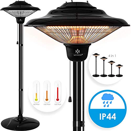 KESSER Heizpilz Terrassenheizer Infrarotstrahler, Heizstrahler mit Standfuß, Quarzstrahler, (1500 Watt, verstellbar bis 210 cm, Elektro, Leistung:1500W Schwarz