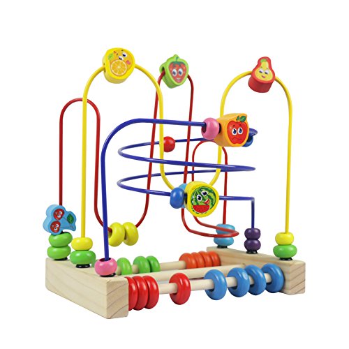 Motorikschleife Holzspielzeug Motorikwürfel Labyrinth Spiel Beads Maze Motorikspielzeug Abakus Spielzeug Für Kinder ab 3 4 5 6 Jahren