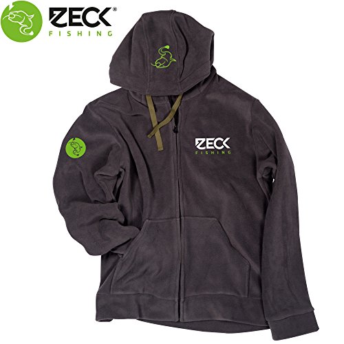 Zeck Fleece Jacket - Fleecejacke für Angler, Kapuzenpullover, Zip Hoodie, Anglerjacke für Welsangler, Angeljacke für Wallerangler, Größe:XL