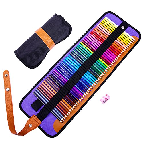 Buntstifte Set, iCoCo 50 einzigartige lebendige Farben Vorgeschliffene Bleistifte + Gratis-Bonus-Anspitzer, Radiergummi und Premium Black Roll-Up Canvas Pouch, erhöhte Bruchfestigkeit, Sechseck, Malstifte, Zeichenstifte für Skizze, Kunstunterricht, Schulprojekte, Malbücher Kritzeln Designs und Kreativität - für Künstler, Erwachsene & Kids, kindgerecht nach DIN EN71, umweltfreundliches PEFC-Holz