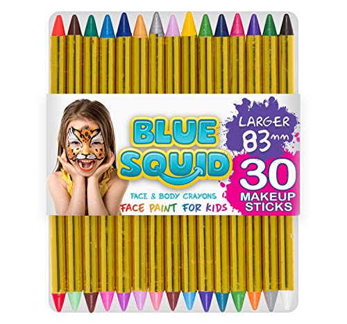 Kinderschminke Set Face Paint von Blue Squid, Hochwertiges Kinder Schminkset Ideal für Partys Mädchen, Schablonen, Glitzer, Gesichtsfarben, Halloween & Fasching, Professionellemit Kinderschminke