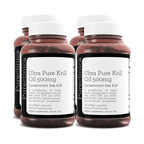 ULTRA REINES AKER KRILLÖL 500mg x 480 Kapseln (4 Flaschen) - aus den unbelasteten Gewässern der Antarktis. Reich an Astaxanthin, Omega 3, und Vitamin D. SKU: KRI500