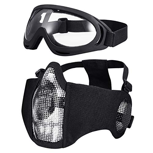 KUYOU Paintball Maske, Airsoft Masken Softair Maske Mesh-Maske Airsoft Paintball Maske Schutzbrille Airsoft Taktische Maske Paintball Schutzbrille Klar Stahl Maske üBerbrille Airsoft Mesh Maske