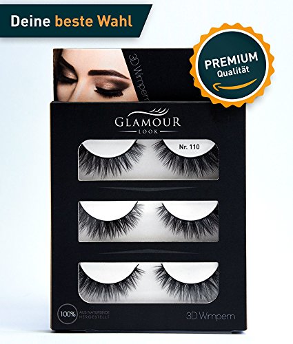 GlamourLook Professional 3D Wimpern - 3 Paar fake lashes falsche wimpern künstliche wimpern 3d lashes - wiederverwendbar - 100% Naturseide - Schneller Versand & Beste Qualität