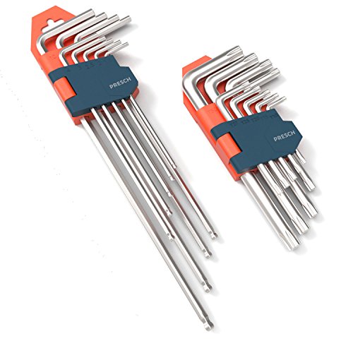 Presch Innensechskantschlüssel Set 18 teilig HX & TX - Profi Innensechskant Satz klein und kompakt mit Klapphalter