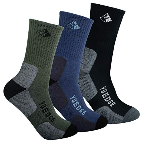 YUEDGE 3 paar Wandersocken Trekkingsocken Atmungsaktiv Sportsocken für Herren Hochleistung (L, Olivgrün/Blau/Schwarz)