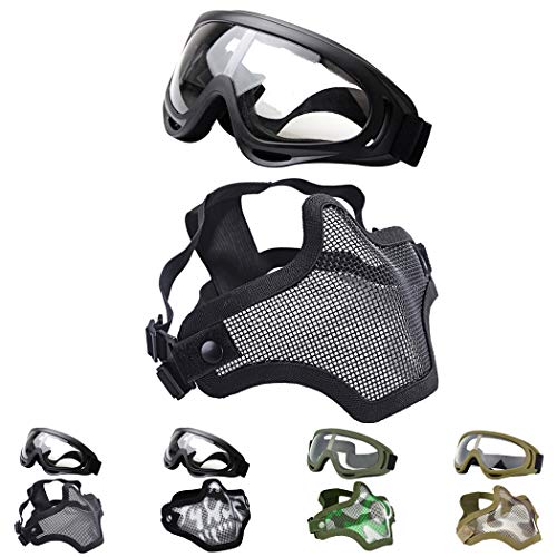 Fansport Paintball Maske, Airsoft Masken Softair Maske Mesh-Maske Airsoft Paintball Maske Schutzbrille Airsoft Taktische Maske Paintball Schutzbrille Klar Stahl Maske üBerbrille Airsoft Mesh Maske