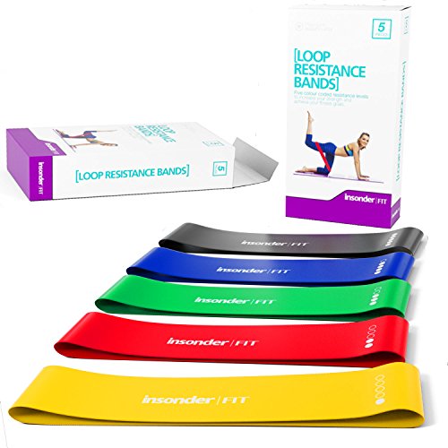 Trainingsbänder Fitnessbändern - Resistance Bands Gymnastikband Fitnessband Übungsband Set (5) - Fitnessbänder  Widerstandsband Loop Gummi Miniband für Crossfit Pilates Fitness Muskelaufbau Yoga und Therapie - Training für Ihren Körper Beinen Hintern