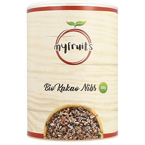 myfruits Bio Kakao Nibs (Kakaonibs) - ZUM EINFÜHRUNGSPREIS - roh, ohne Zusätze. DE-ÖKO-003. Low Carb Lebensmittel - zum Backen, in Müsli oder Smoothies. Abgefüllt in Deutschland - finest superfood (500g)