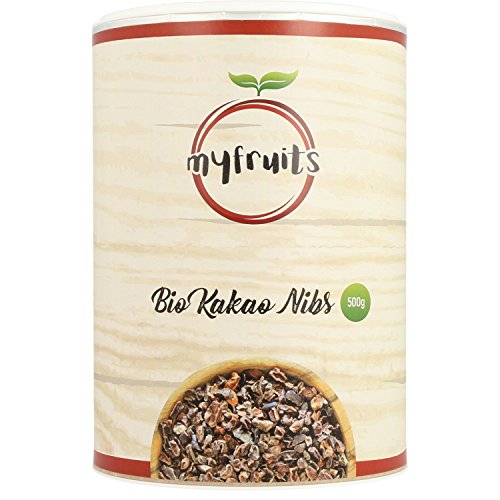 myfruits Bio Kakao Nibs (Kakaonibs) - ZUM EINFÜHRUNGSPREIS - roh, ohne Zusätze. DE-ÖKO-003. Low Carb Lebensmittel - zum Backen, in Müsli oder Smoothies. Abgefüllt in Deutschland - finest superfood (500g)