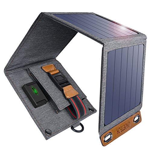 CHOETECH Solar Ladegerät, 14W Solarpanel Tragbares Leichtgewicht Outdoor für Alles Handys, iPad, Kamera, Tablet, Bluetooth Lautsprecher usw.