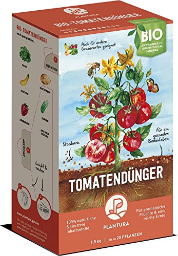Plantura Bio Tomatendünger mit Langzeit-Wirkung, für eine aromatische & reiche Tomatenernte, biologisch, unbedenklich für Haus- & Gartentiere, für Balkon und Garten, 1,5 kg, Tomaten Dünger