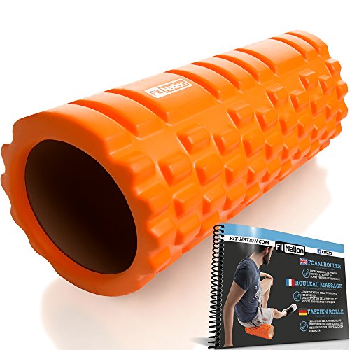 Fit Nation Faszienrolle - Foam Roller Set zur Selbstmassage mit Übungsbuch - Sport Massagerolle Für Anfänger, Profis, Damen & Herren - Orange