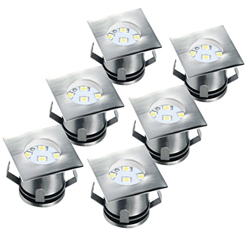 Ranex 5000.476 LED-Bodeneinbaustrahler (6er-Set) für Außen / eckig / befahrbar / belastbar bis zu 1.250 kg / 12 Volt Niedervolt (inkl. Netzteil) / 12m Kabel