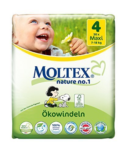 120 St. MOLTEX Nature No1 Ökowindeln Babywindeln MAXI Gr 4 (7-18 kg) 4x 30 Stück