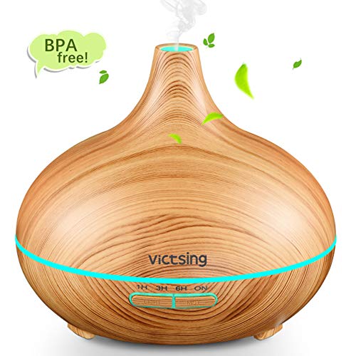 VicTsing Aroma Diffuser,300ml Luftbefeuchter Ultraschall Vernebler Raumbefeuchter Elektrisch Duftlampe Öle Diffusor mit 7 Farben LED,mehr als 30ml/h Feuchtigkeitsabgabe für Raum,Büro,Yoga,Spa,usw