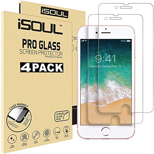 ISOUL [4 Stück] Panzerglas Displayschutzfolie für iPhone 6s / iPhone 6 Glasfolie Schutzfolie 9h HD, 0.30mm Panzerfolie 4,7 Zoll [kompatibel mit 3D-Touch Folie] [Screen Protector] [Panzerglasfolie]