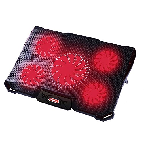 Laptop Kühler für 12 - 17,3 Zoll ,Energiesparen Ultra Leise Notebook Kühler mit 5 Ruhige Lüfter und roten LEDs PC Kühler ,7 höheverstellbar Laptop Stand, 2 USB-Anschlüssen, verstellbare Windgeschwindkeit Cooling Pad für Gamer Gaming