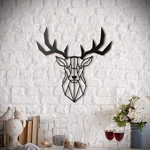 Deer Head Metal Wall Art by Hoagard | Hirschkopf Metall Wandkunst von Hoagard | 47 cm x 53 cm | Geometrische Metallwandkunst, Wanddekoration