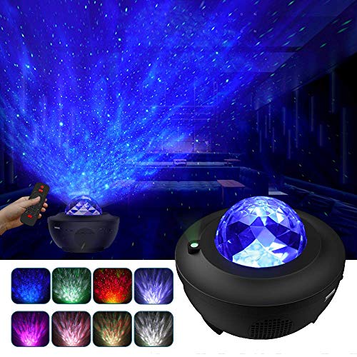 LBell ternenhimmel LED Projektor Sternenhimmel Lampe mit Fernbedienung Starry Stern Mond/Wasserwellen-Welleneffekt/Bluetooth Lautsprecher Perfekt für Party Weihnachten Ostern Halloween (schwarz)