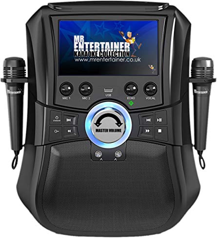 Mr Entertainer Megabox Bluetooth Karaoke Machine with Screen. CDG/DVD/MP3G/USB/RECORD. Karaoke-Maschine mit Bildschirm, 2 Mikrofonen und 200 Liedern