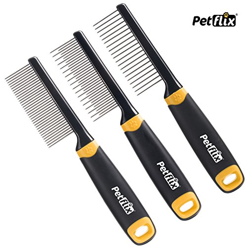 Petflix Hunde Fellkamm Fell-Entwirrer Hundekamm für Unterwolle (3er-Set)