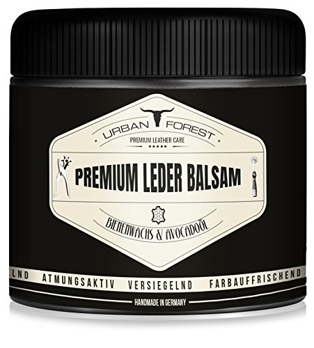 Lederpflege für Auto Möbel Jacke Motorradbekleidung Handtaschen Ledercouch Schuhe Sattel für Pferde Lederfett PREMIUM LEDER BALSAM von URBAN FOREST mit Bienenwachs & Avocado-Öl, Größe:500ml