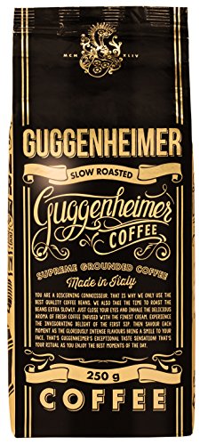GUGGENHEIMER COFFEE - 500 g Espresso Kaffee GEMAHLEN - Extra langsam geröstet - wenig Säure und Bitterstoffe - Barista-Qualität - Bester Espresso für Espressokocher - Aromabeutel zu 2 x 250 g