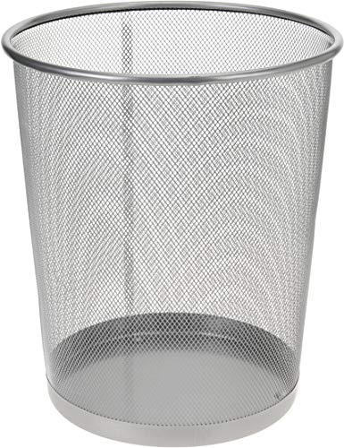 Papierkorb Metall 35 cm silber hoch Papiereimer fürs Büro Abfalleimer Runder Mülleimer 20 Liter, Draht, 30 cm Ø oben