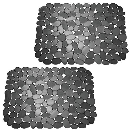 MetroDecor mDesign 2er-Set Spülbeckeneinlage zum Zuschneiden - praktische Spülbeckenmatte aus PVC für die Küche - Spülbecken Schutzmatte für Geschirr und Becken - schwarz