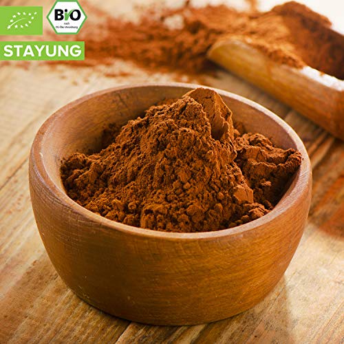 1000g Bio Kakao Pulver | 1 kg | 100% reines Kakaopulver (stark entölt 11% Fett) | Hohe Qualität | ohne Zusatzstoffe | intensives Aroma | kompostierbare Verpackung | STAYUNG