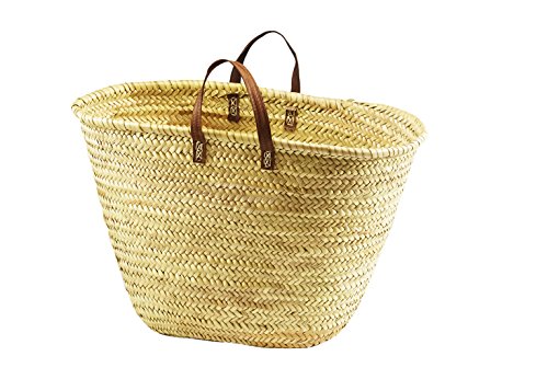 Palmtasche Korbtasche Einkaufstasche Flechttasche Strandtasche Ibiza Tasche aus Palmblatt mit Echt Ledergriffen