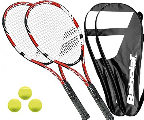 2 x Babolat Falcon 105 Tennisschläger L1/L2 + Covers + 3 Bälle