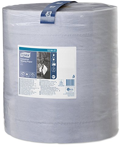 Tork 128407 Industrie Papierwischtücher für W1 Bodenständer- und Wandhalter-System / Saugfähige, 3-lagige Wischtücher Rolle in Blau / Universal Qualität / 1 x 340 m
