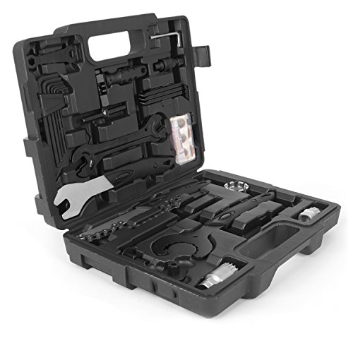 Gregster Fahrrad Werkzeugkoffer in schwarz | Fahrrad Werkzeug Set | Fahrradwerkzeug mit Kunststoffkoffer für Fahrrad Montagearbeiten und Reparaturen | Fahrrad Werkzeugsatz mit 26 teilen
