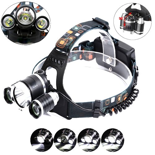 Profi Police LED Cree Stirnlampe Kopflampe Taschenlampe Lampe 8000LM 3x XM-L T6 inkl.2x PowerAkku