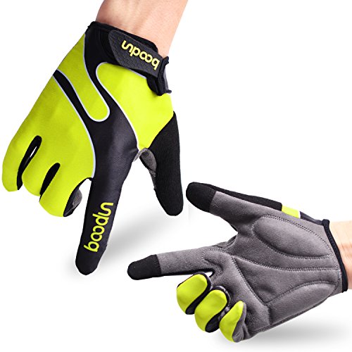 Fahrradhandschuhe Radsporthandschuhe rutschfeste und stoßdämpfende Mountainbike Handschuhe mit Signalfarbe geeiget für Radsport MTB Road Race Downhill Wandern und andere Sports unisex Herren Damen (Grün, L)