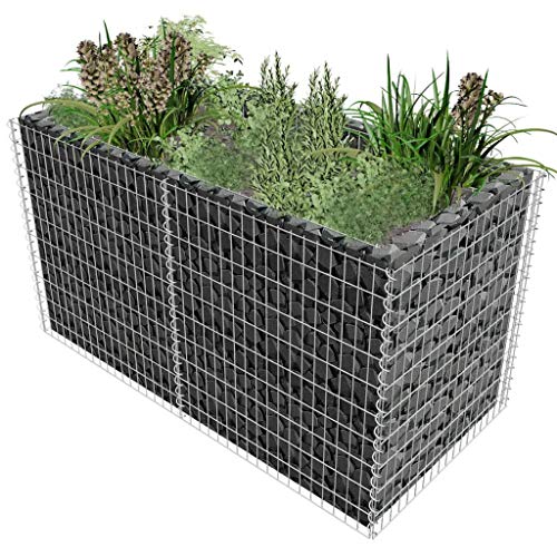 vidaXL Gabione Pflanzenkorb Stahl 180 x 90 x 100 cm Silber