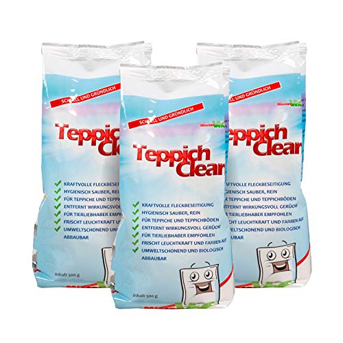 CARLAS TeppichClean 3X 500gr Reinigungspulver, kraftvoller und wirkungsvoller Teppichboden-Reiniger