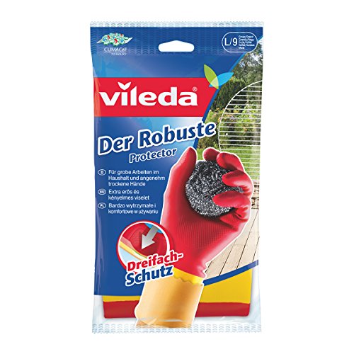 Vileda 683 Der Robuste Gummihandschuhe - Ideal für alle groben Arbeiten im Haushalt, die erhöhten Schutz erfordern - Größe L (Groß) - 1 Paar