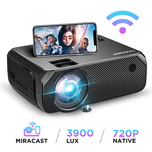 BOMAKER WiFi Beamer 3900 Lumen Wireless Projektor Unterstützt 1080P Full HD Native 720p Max. 250'' Display Mini LED Beamer kompatibel mit iPhone/Android Smart Phone/iPad/Mac/Laptop/PC