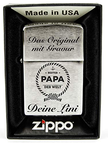 Geschenkfreude Zippo mit Gravur Chrome Standard - mit persönlicher Wunschgravur graviert - Zippo Gravur Benzinfeuerzeug