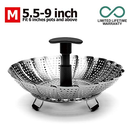 Licok Dampfgarer Einsatz dünsteinsatz für kochtopf - Dämpfeinsatz Dämpfkorb Faltbarer Gemüsedämpfer Mit Ausziehbarem Griff, Obst Korb, Einsatz Für Alle Töpfe Von 14 Bis 23 cm Edelstahl ...