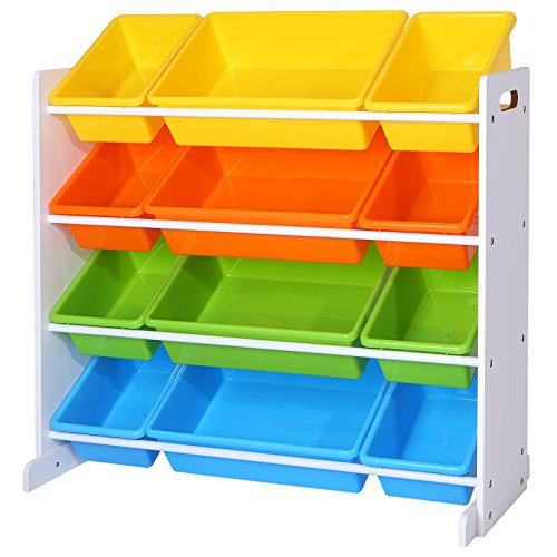 Songmics Kinderregal Kinderzimmerregal Spielzeugregal Spielzeugaufbewahrung Kinder Kinderzimmerregal Aufbewahrungsregal für Spielzeug Ordnungsregal mit Aufbewahrungsboxen mehrfarbig GKR04W