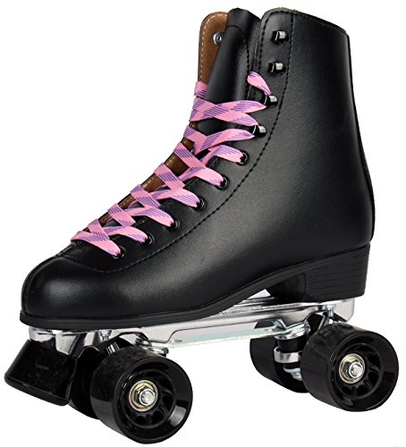 Echtleder Rollschuhe/Discoroller schwarz mit Stopper Gr. 37-44 in Top Qualität (schwarz - 39)