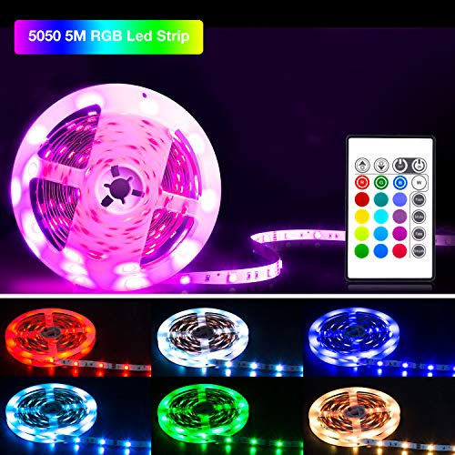 Led Strip 5M,SHINELINE Led Lichtband Led band SMD5050 RGB Led Strip mit Fernbedienung und Netzteil,Led Beleuchtung.